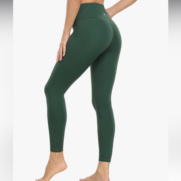 NWT YUNOGA Leggings Sz M Pockets High Waist Tummy Control Yoga Pants 25’ inseam - Picture 3 of 8